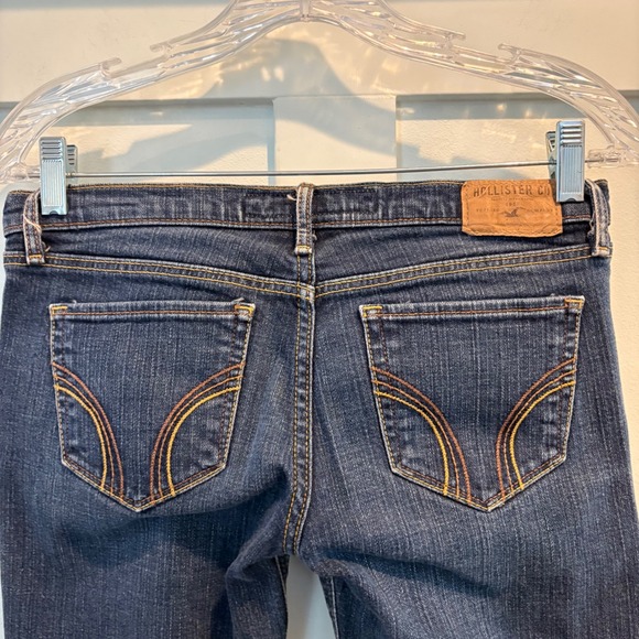 Hollister Flare Jeans 26x32 Size 3 Dark Wash Super Low Rise Stretch Y2K Denim - Picture 10 of 16